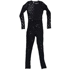 Fashion Nova Black Cut Out Long Sleeve Jumpsuit M Clubwear Swim Cover Up Sexy